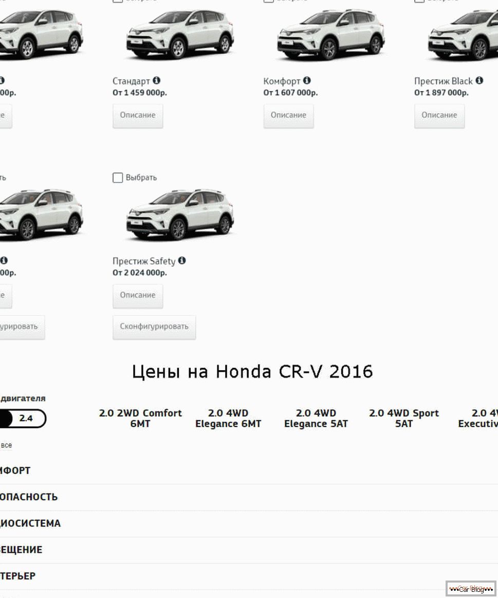 Prezzi per auto Toyota e Honda