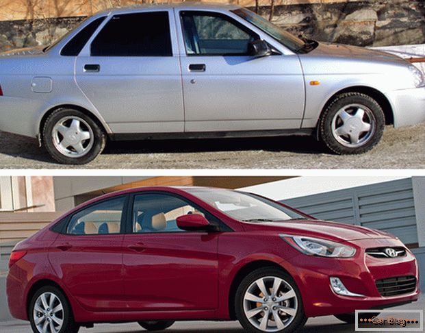 Le auto LADA Priora e Accento Hyundai a causa di una serie di fattori sono diventate concorrenti nel mercato russo.