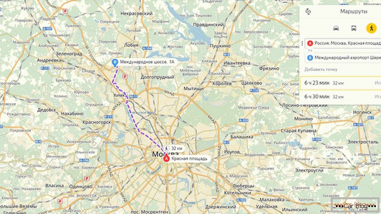 come fare un percorso attraverso le mappe Yandex in auto