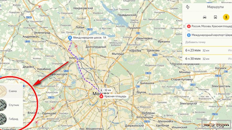 come costruire un percorso sulle mappe Yandex dell'auto