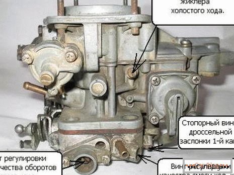 regolazione del carburatore VAZ 2109
